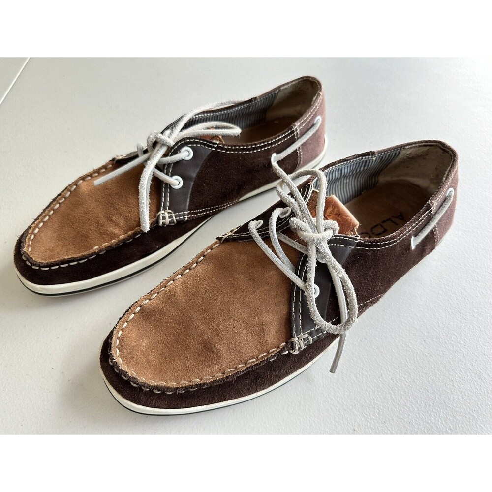 Aldo Boat Shoes Men Size 9 Tan Brown Suede Rapalo-21